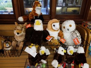 Plush Eagle, Owls, and Fox toys