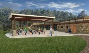 Artist rendering of the planned upgrades to the Kellogg Bird Sanctuary, including outdoor classroom space