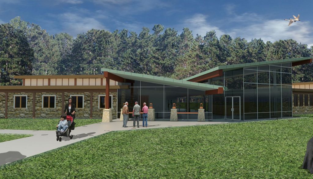Artist rendering of the planned upgrades to the Kellogg Bird Sanctuary entrance and auditorium